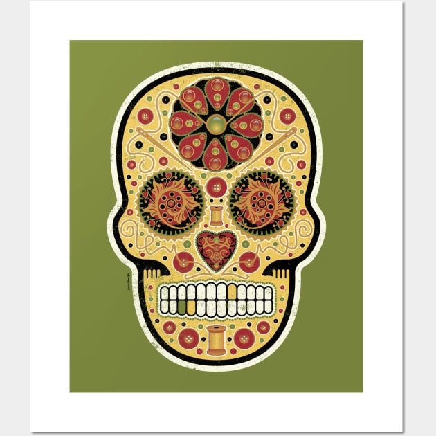 Sew-Sew Sugar Skull - Cadaverous Cookie Dough Wall Art by DanielLiamGill